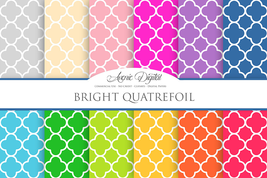 Bright Quatrefoil Digital Paper in Patterns - product preview 8