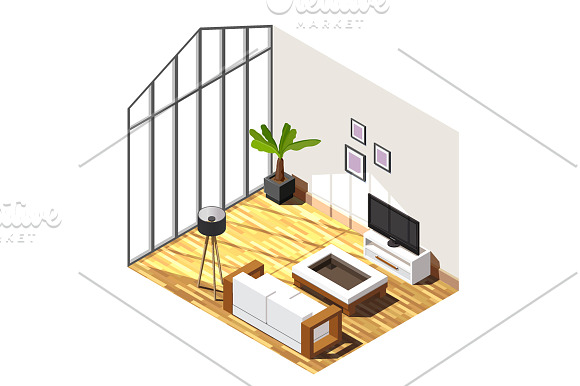 Interior Isometric Set in Illustrations - product preview 1