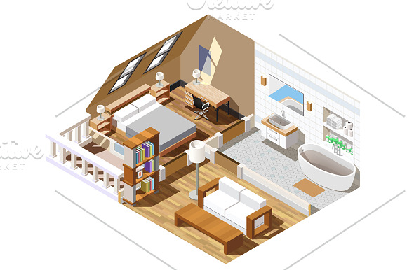 Interior Isometric Set in Illustrations - product preview 6