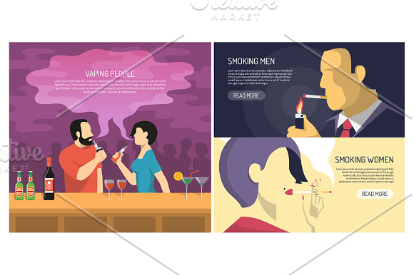 Smoking Flat Set in Illustrations - product preview 1
