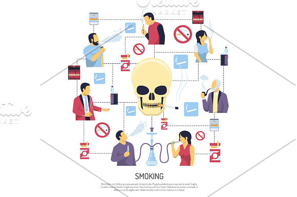Smoking Flat Set in Illustrations - product preview 4