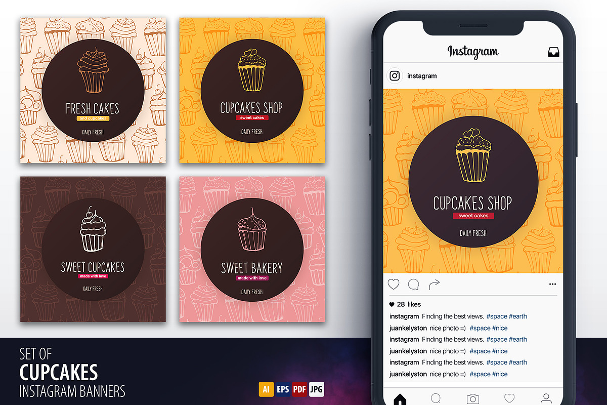 Cupcakes Insta Banners in Instagram Templates - product preview 8