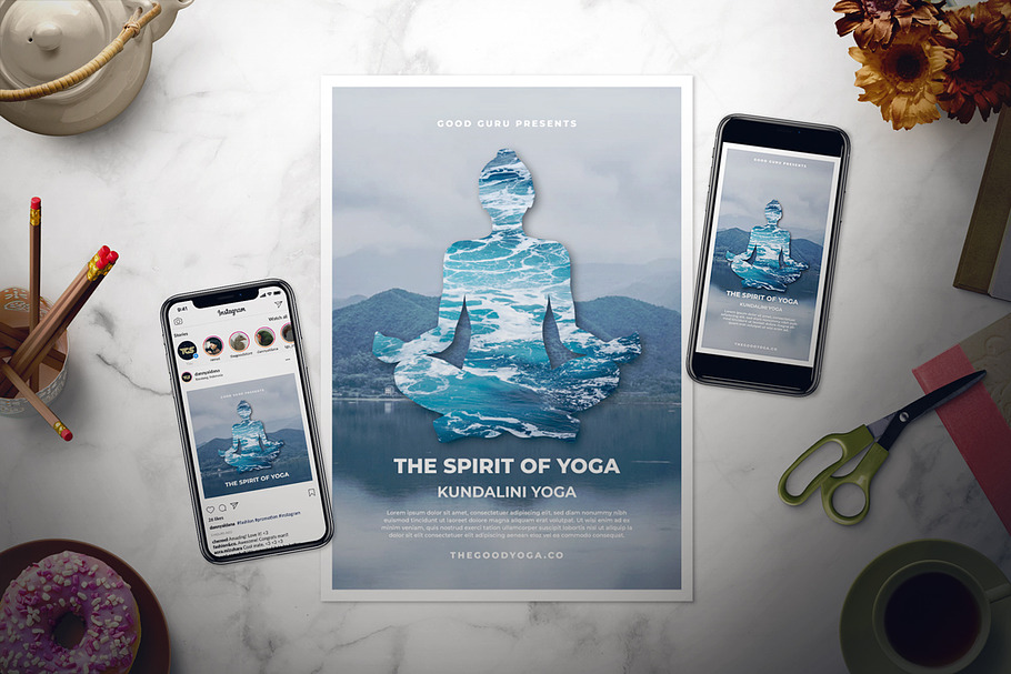 Water Yoga Class Flyer Set in Flyer Templates - product preview 8