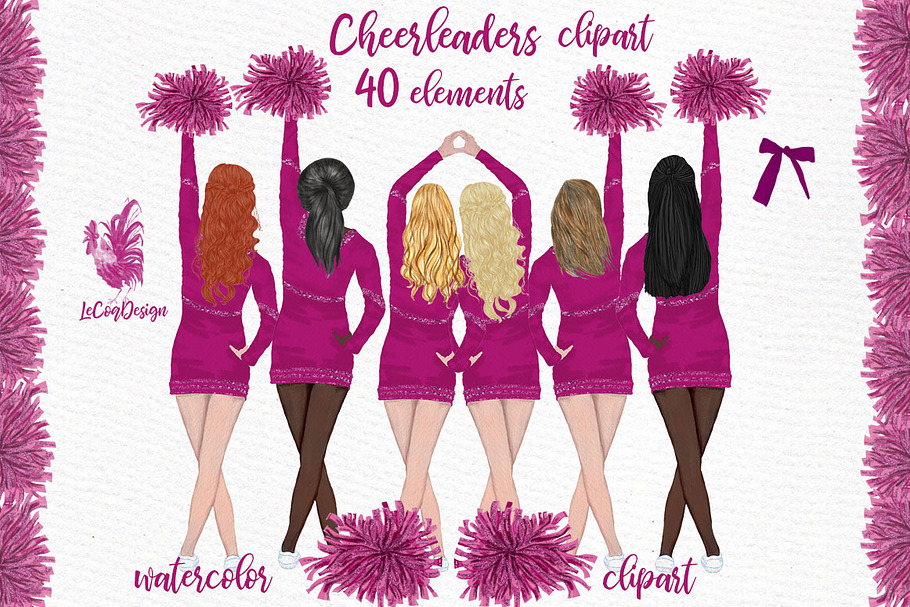 Cheerleaders Girls Clipart