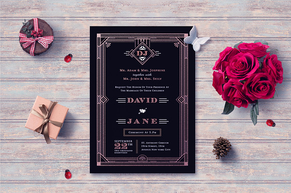 ART DECO WEDDING INVITATION in Wedding Templates - product preview 1