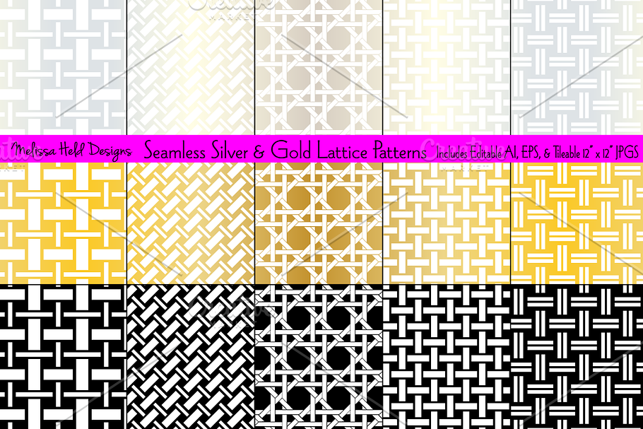 Seamless Metallic Lattice Patterns in Patterns - product preview 8