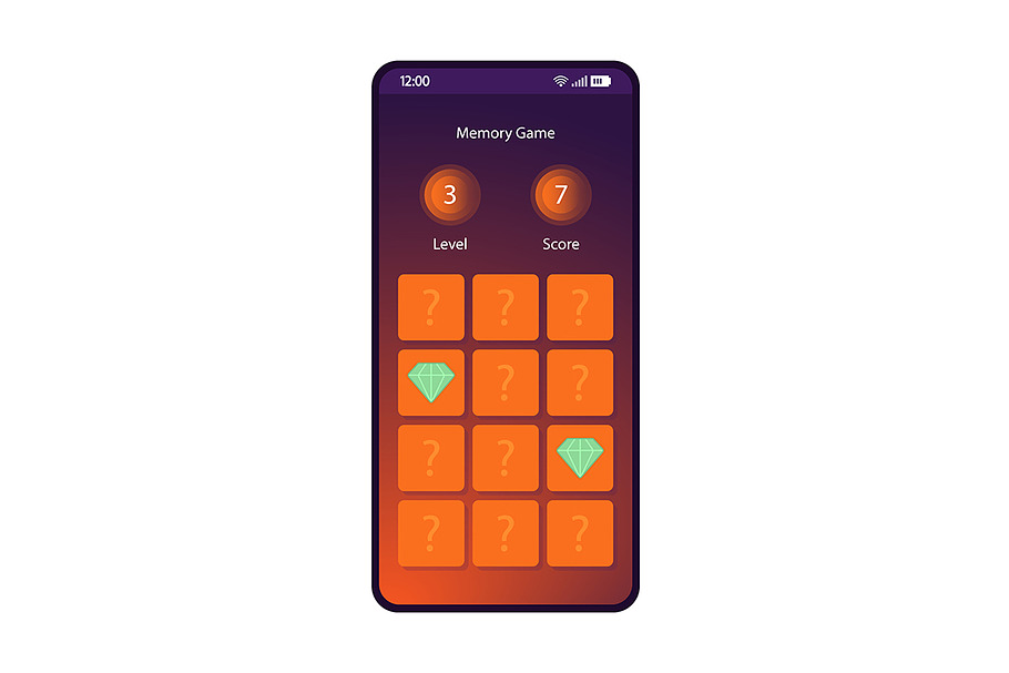 Memory game smartphone interface in Mobile & Web Mockups - product preview 8