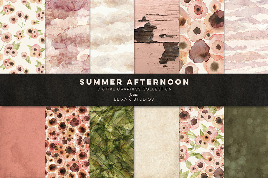 Summer Afternoon Floral Watercolors in Patterns - product preview 8