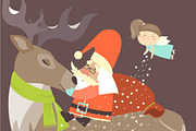 Santa Claus sitting on reindeer