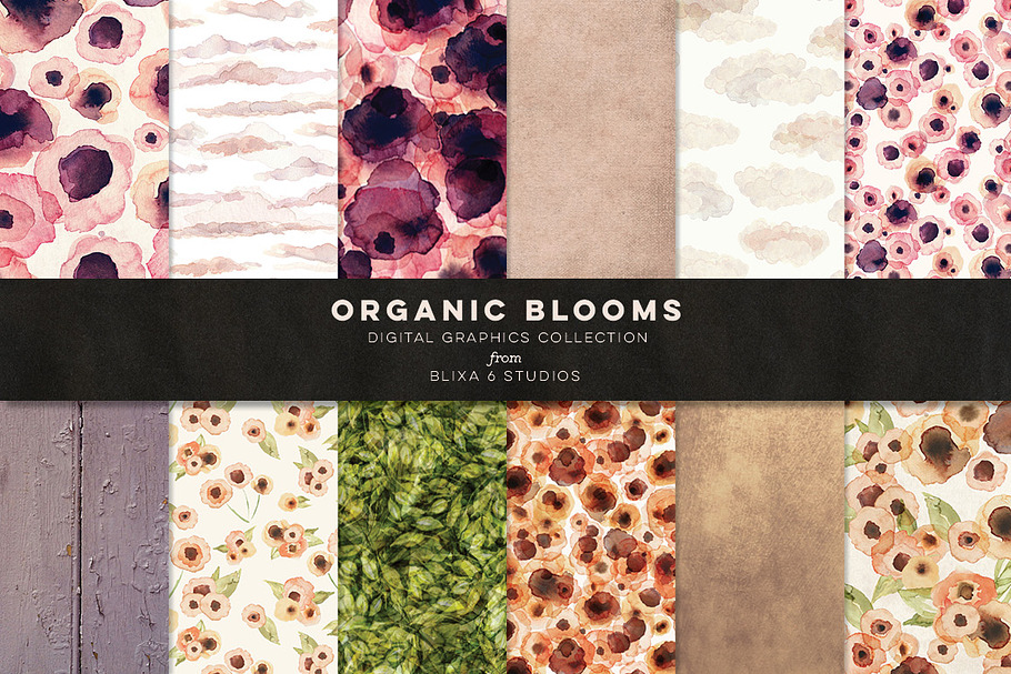 Organic Blooms Watercolor Flowers