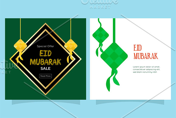 Eid mubarak bundle card in Postcard Templates - product preview 2