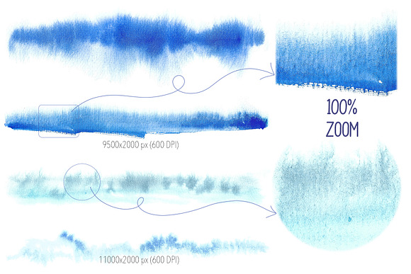 Blue watercolor splotches & stripes in Textures - product preview 5
