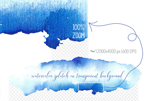 Blue watercolor splotches & stripes in Textures - product preview 6