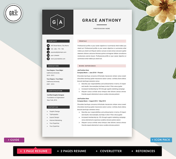 Professional CV Resume Template in Letter Templates - product preview 1