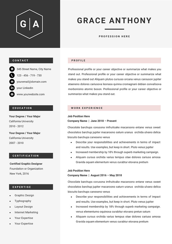 Professional CV Resume Template in Letter Templates - product preview 4