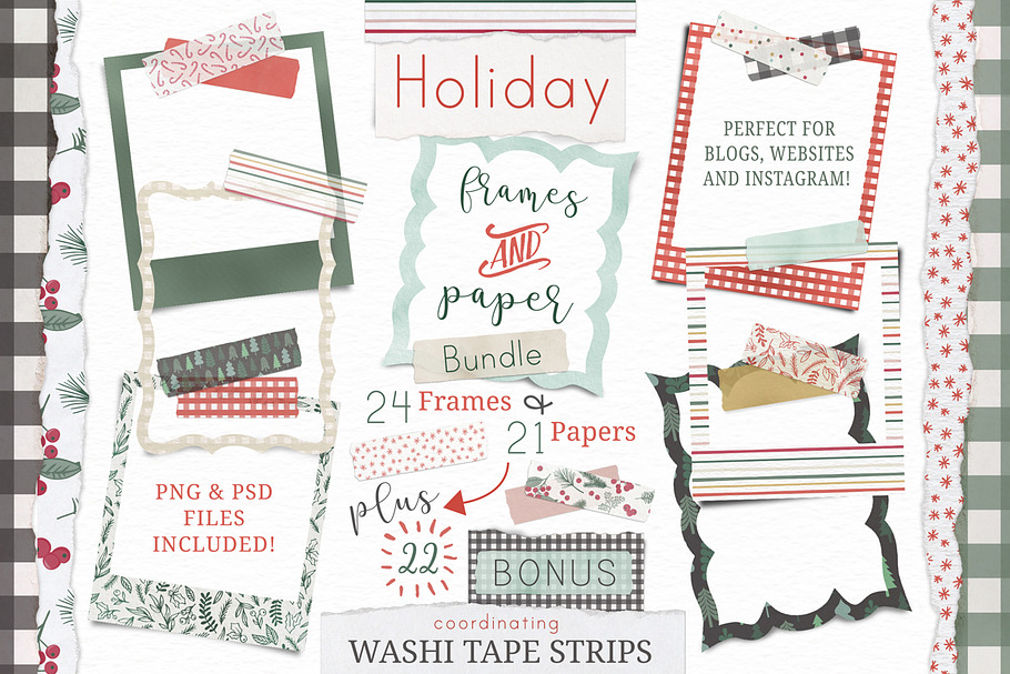 Holiday Frames, Papers & Washi Tape in Objects - product preview 8