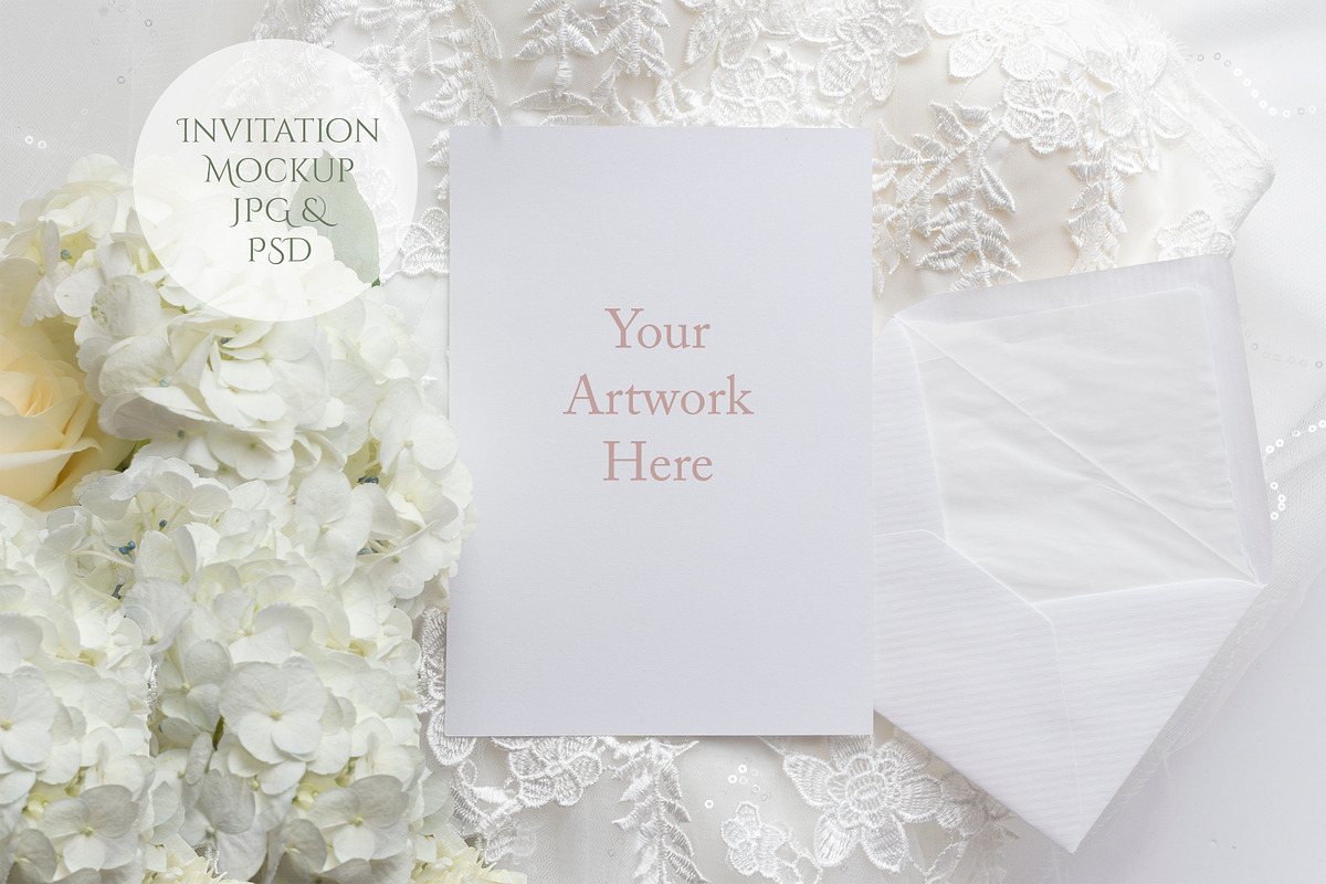Blank Invitation Mockup wth envelope in Mockup Templates - product preview 8