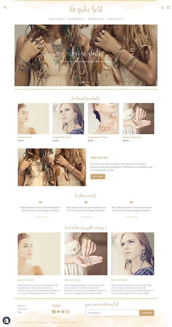 Bespoke Gold Feminine Shopify Theme in Website Templates - product preview 2