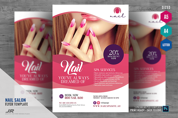 Nail Art Salon Flyer in Flyer Templates - product preview 1