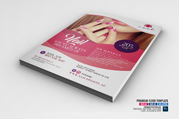 Nail Art Salon Flyer in Flyer Templates - product preview 2