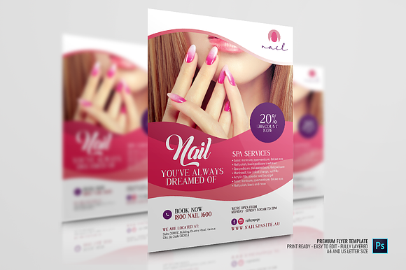 Nail Art Salon Flyer in Flyer Templates - product preview 3