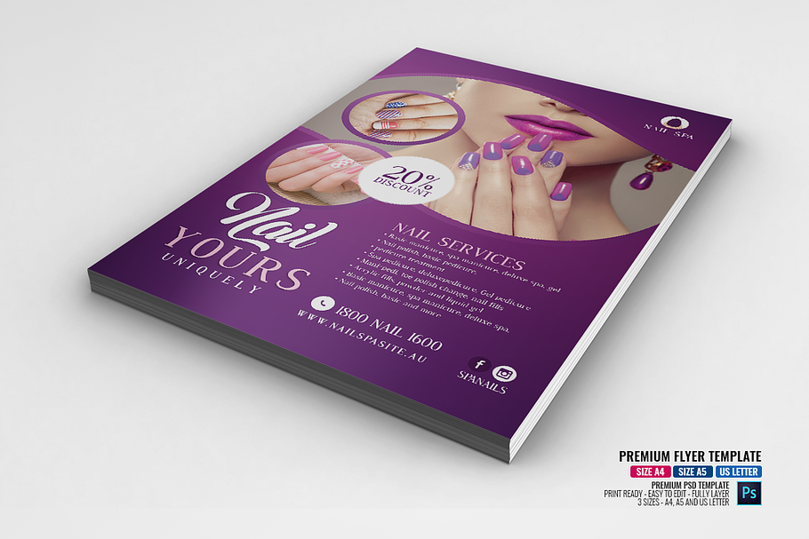 Nail Salon Promotional Flyer in Flyer Templates - product preview 8