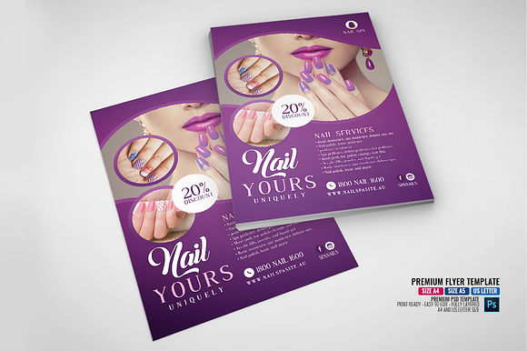 Nail Salon Promotional Flyer in Flyer Templates - product preview 3