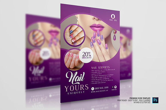 Nail Salon Promotional Flyer in Flyer Templates - product preview 4