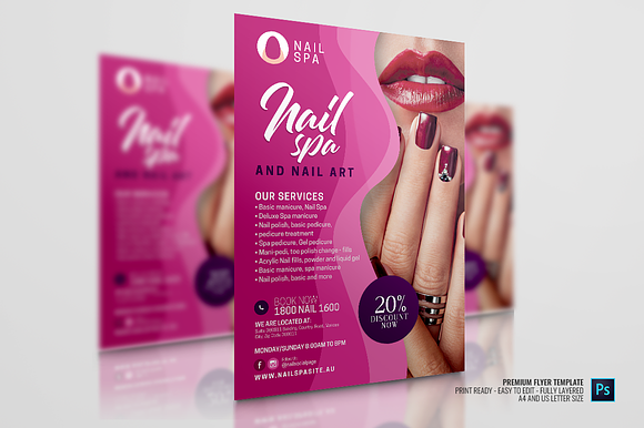 Nail Care and Spa Flyer in Flyer Templates - product preview 3