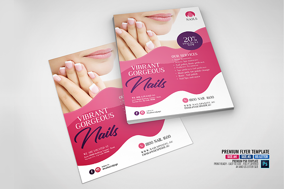 Nail Experts Salon and Spa Flyer in Flyer Templates - product preview 1