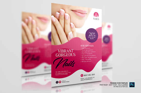 Nail Experts Salon and Spa Flyer in Flyer Templates - product preview 2