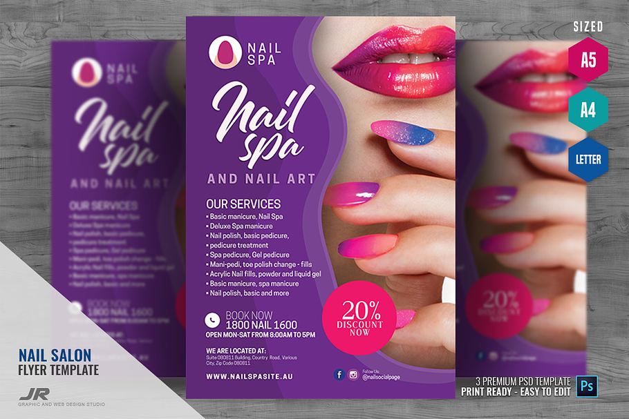 Nail Care Spa and Salon Flyer in Flyer Templates - product preview 8