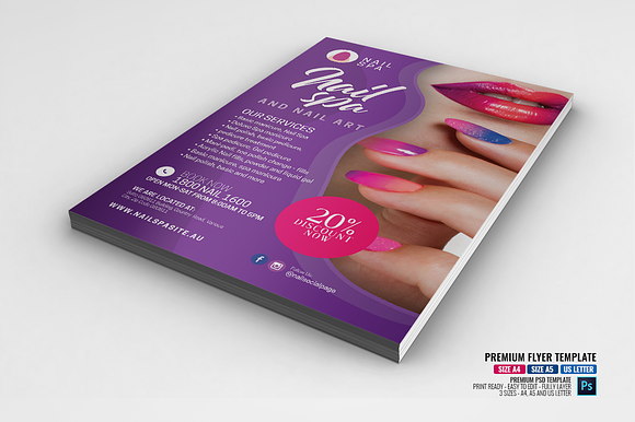 Nail Care Spa and Salon Flyer in Flyer Templates - product preview 1