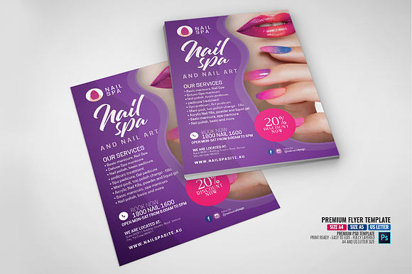 Nail Care Spa and Salon Flyer in Flyer Templates - product preview 2
