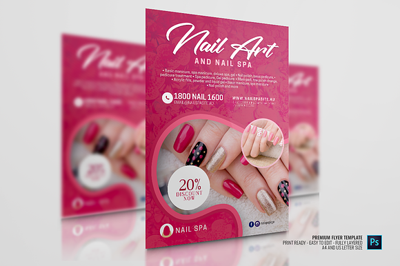 Nail Spa and Salon Flyer in Flyer Templates - product preview 2