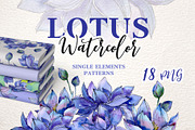 Watercolor Lotus PNG set
