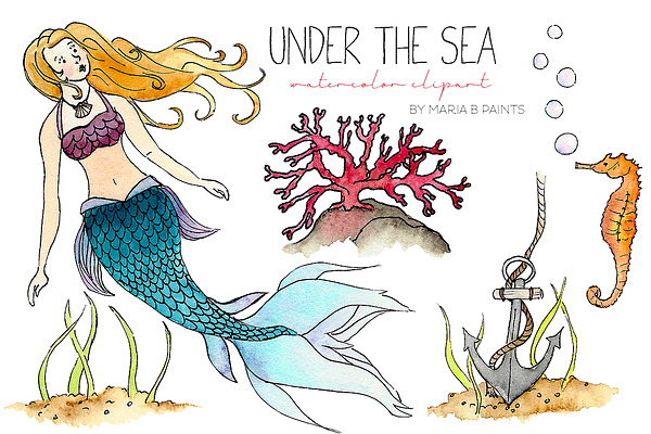 Watercolor Clip Art - Under the Sea