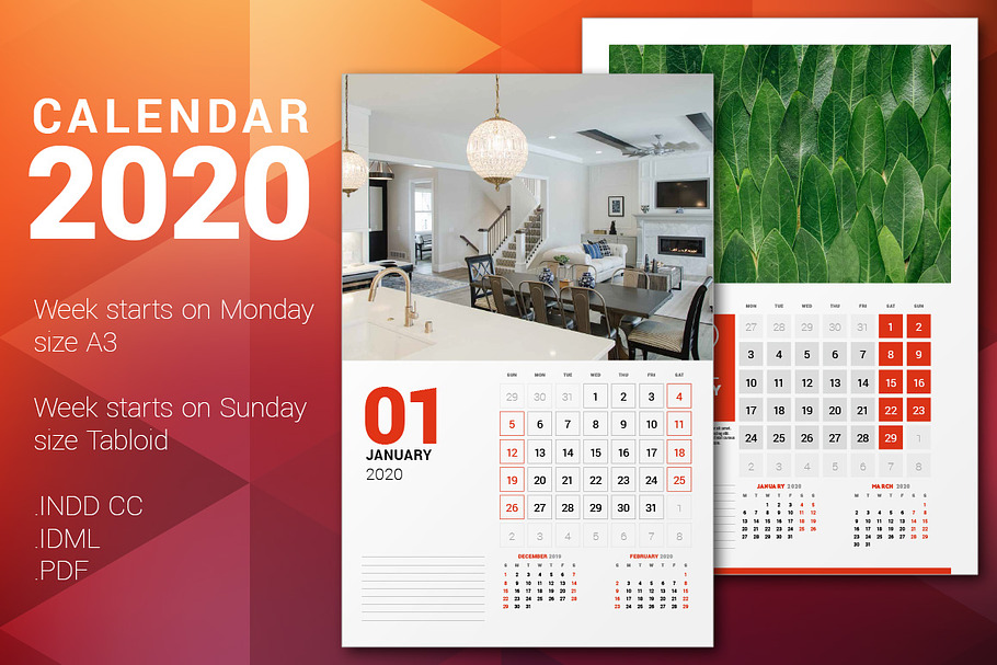 Wall Calendar 2020 + calendar poster