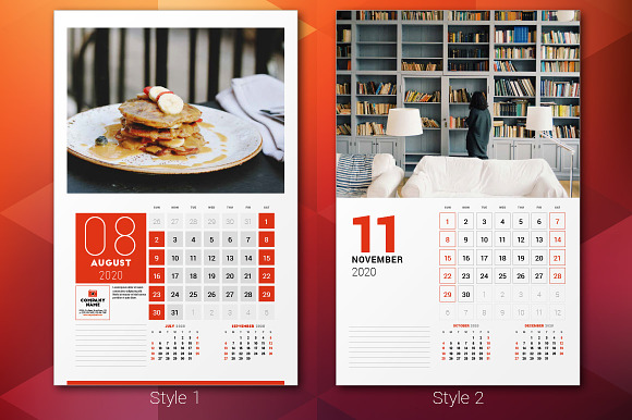 Wall Calendar 2020 + calendar poster in Stationery Templates - product preview 2
