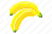 Banana Pixel Art 8 Bit Fruit Icon