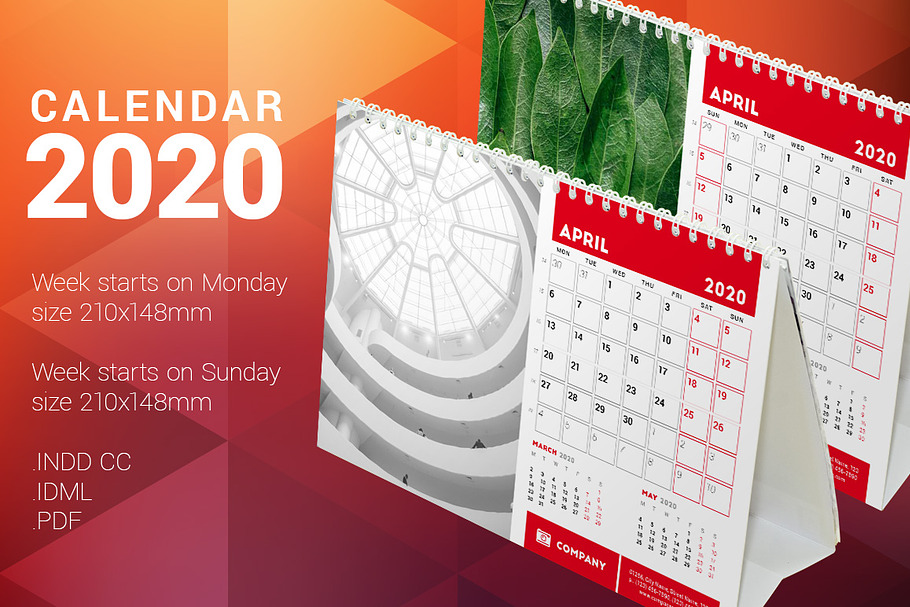 Desk Calendar 2020 in Stationery Templates - product preview 8
