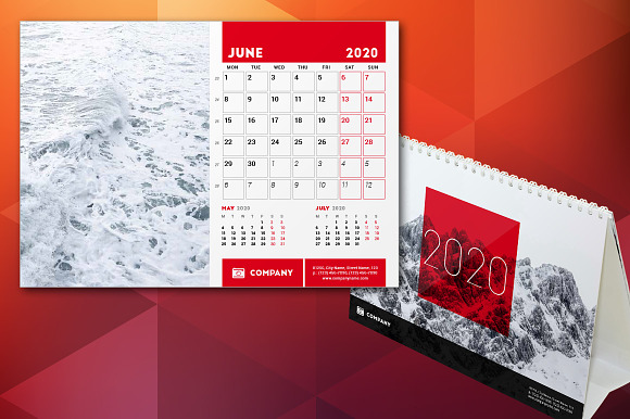 Desk Calendar 2020 in Stationery Templates - product preview 1