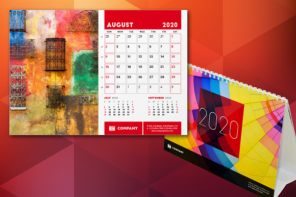 Desk Calendar 2020 in Stationery Templates - product preview 2