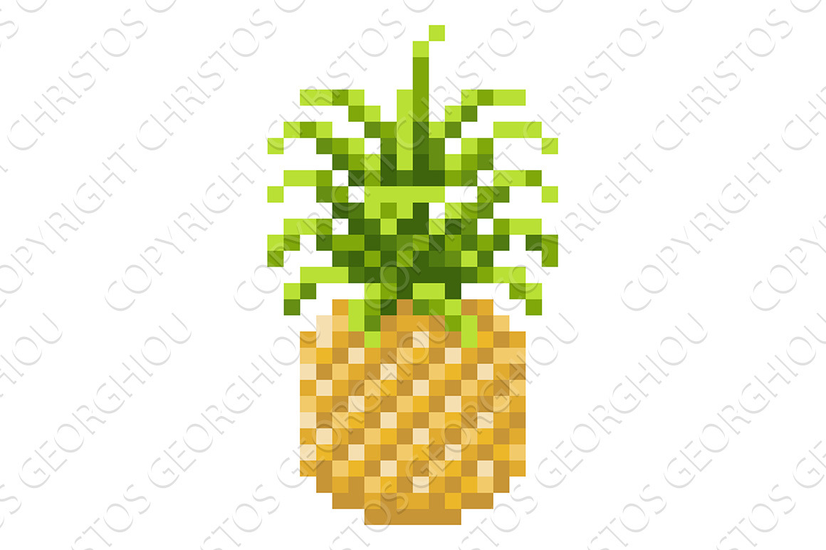 Pineapple Pixel Art 8 Bit Fruit Icon