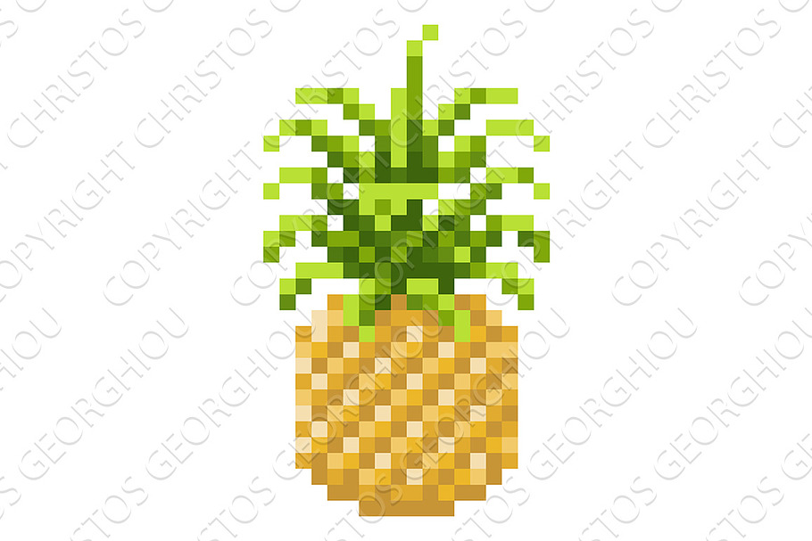 Pineapple Pixel Art 8 Bit Fruit Icon