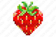 Strawberry Pixel Art Fruit Icon