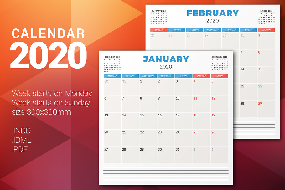 Monthly Planner 2020 in Stationery Templates - product preview 8