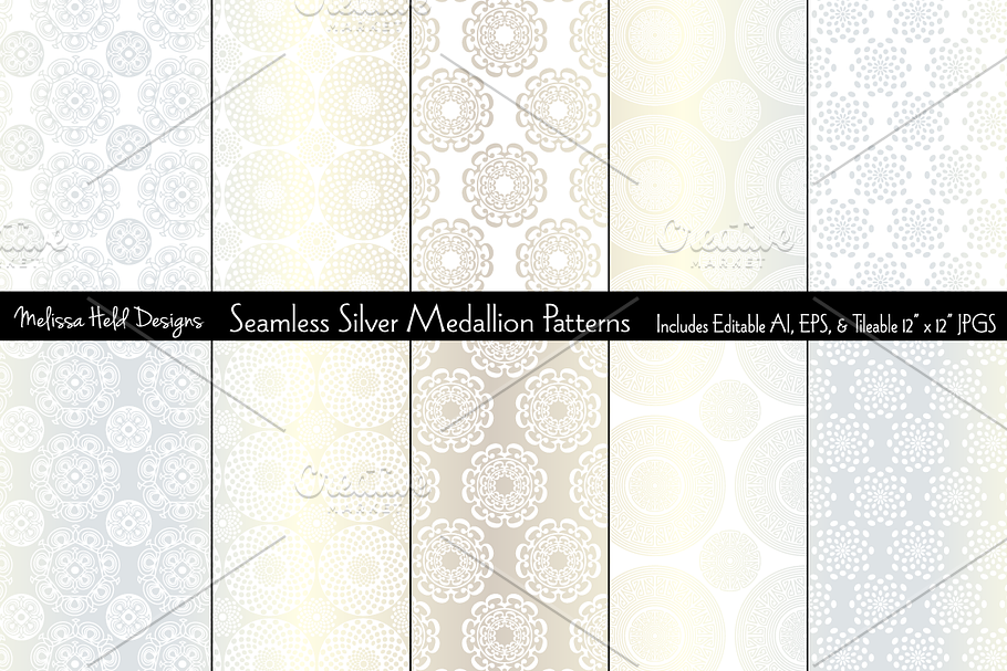 Seamless Silver Medallion Patterns