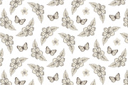 Flowers&Butterflies seamless pattern