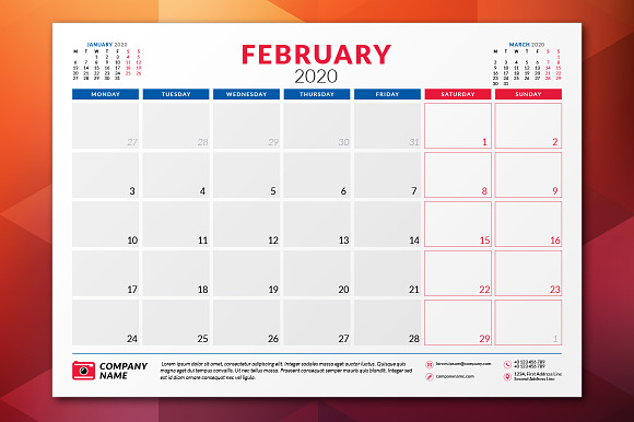 Monthly Planner 2020 in Stationery Templates - product preview 1